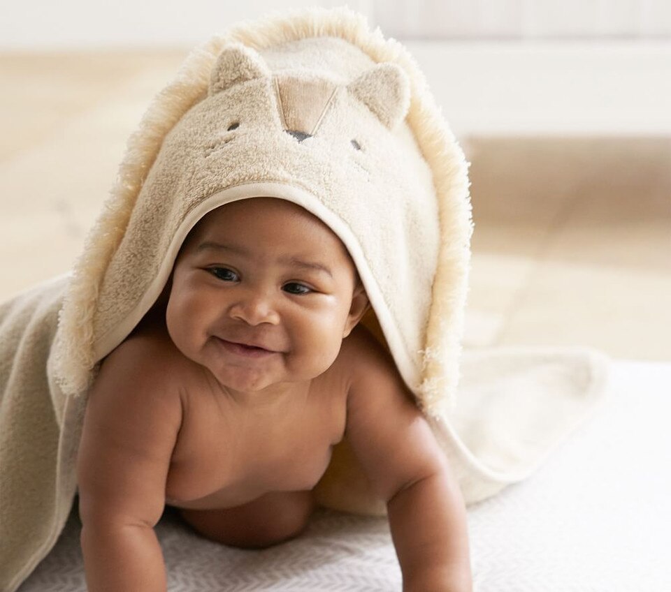 Super Soft Animal Baby Bath Wrap & Washcloth Set Pottery Barn Kids